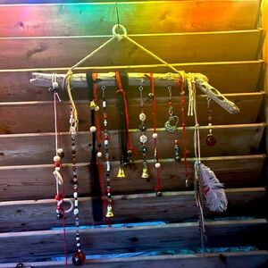 Handmade Boho Style Wind Chimes | Tiny Bells | Yard Art | Earthy Outdoor Decor